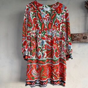 ba&sh Maureen Mini Floral Dress, Green red and White Paisley Dress